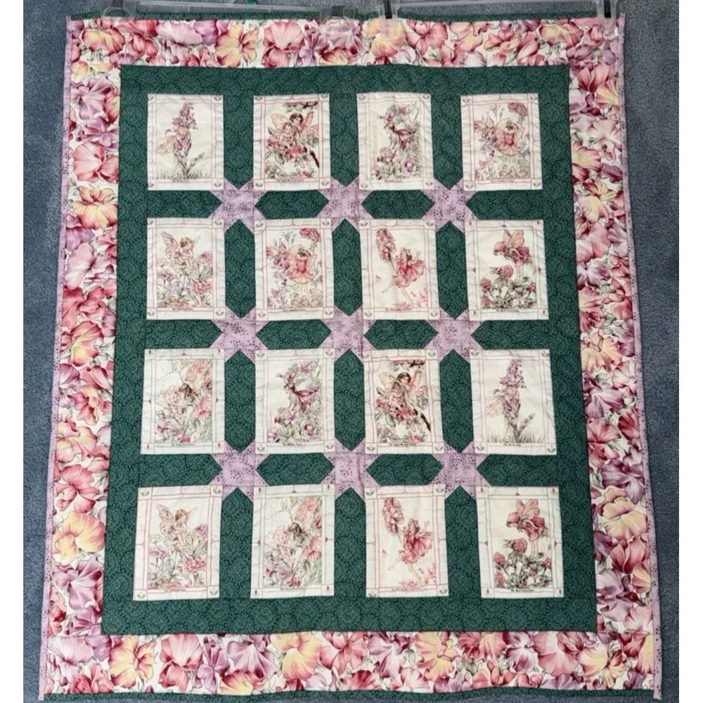 Finished Handcrafted Flower Fairies wall‎ Hanging 32LX28W #8621